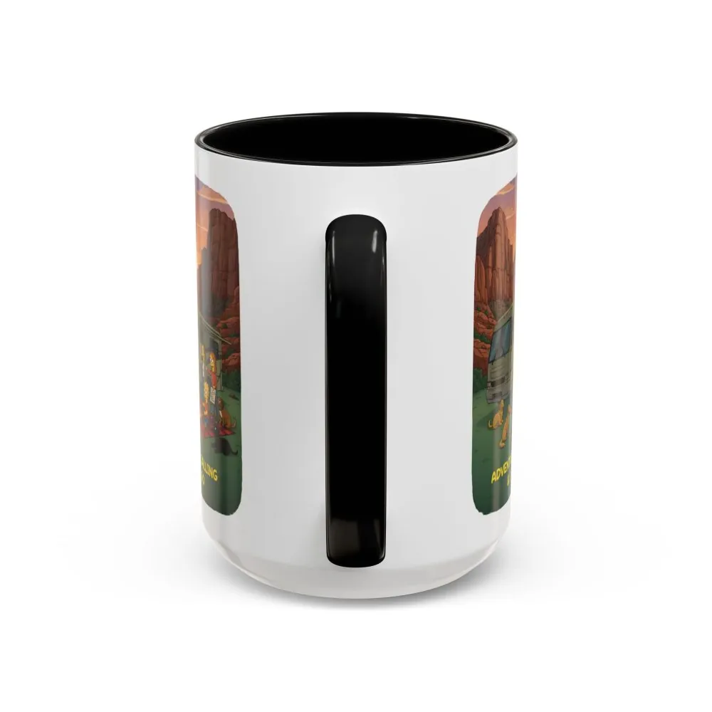 Accent Coffee Mug (11, 15oz) — "Adventure Is Calling-I Must Go" Design Sitcom-Line