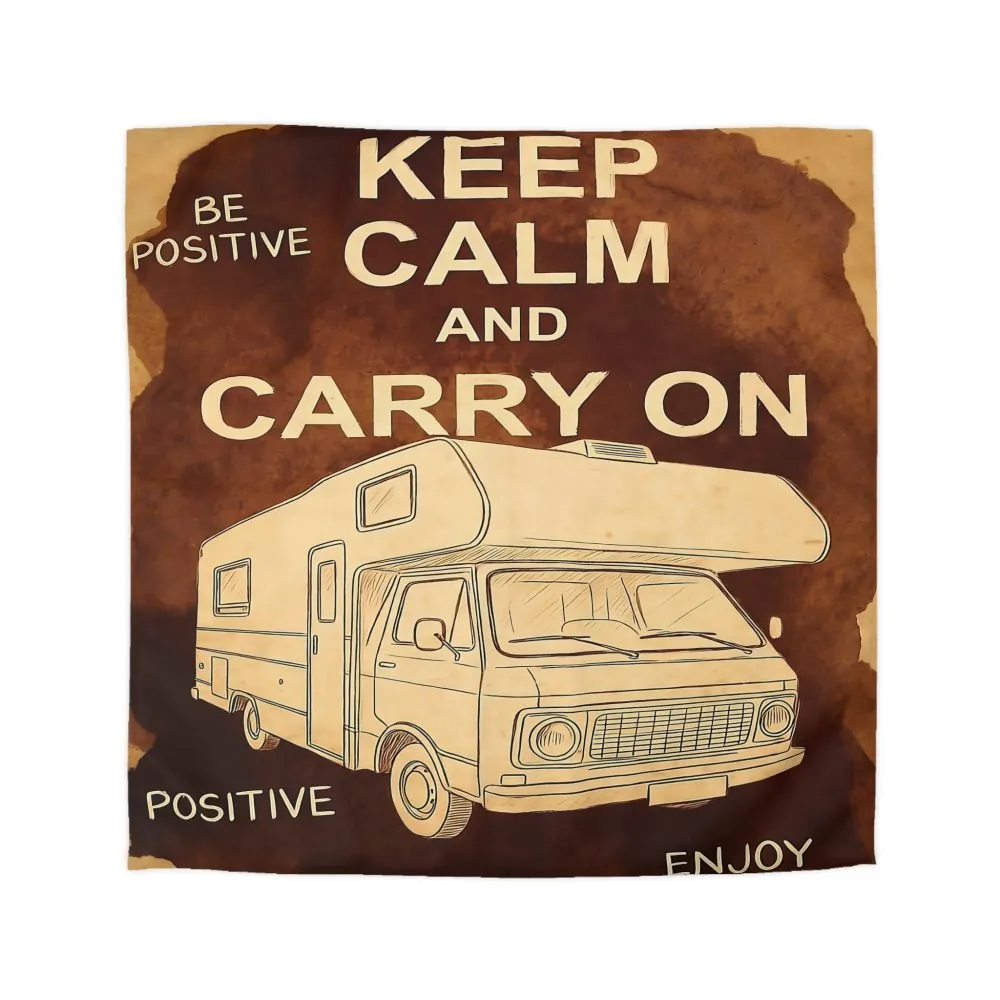 Duvet Cover - "Keep Calm and Carry On" RV Camper Retro Travel Microfiber Duvet