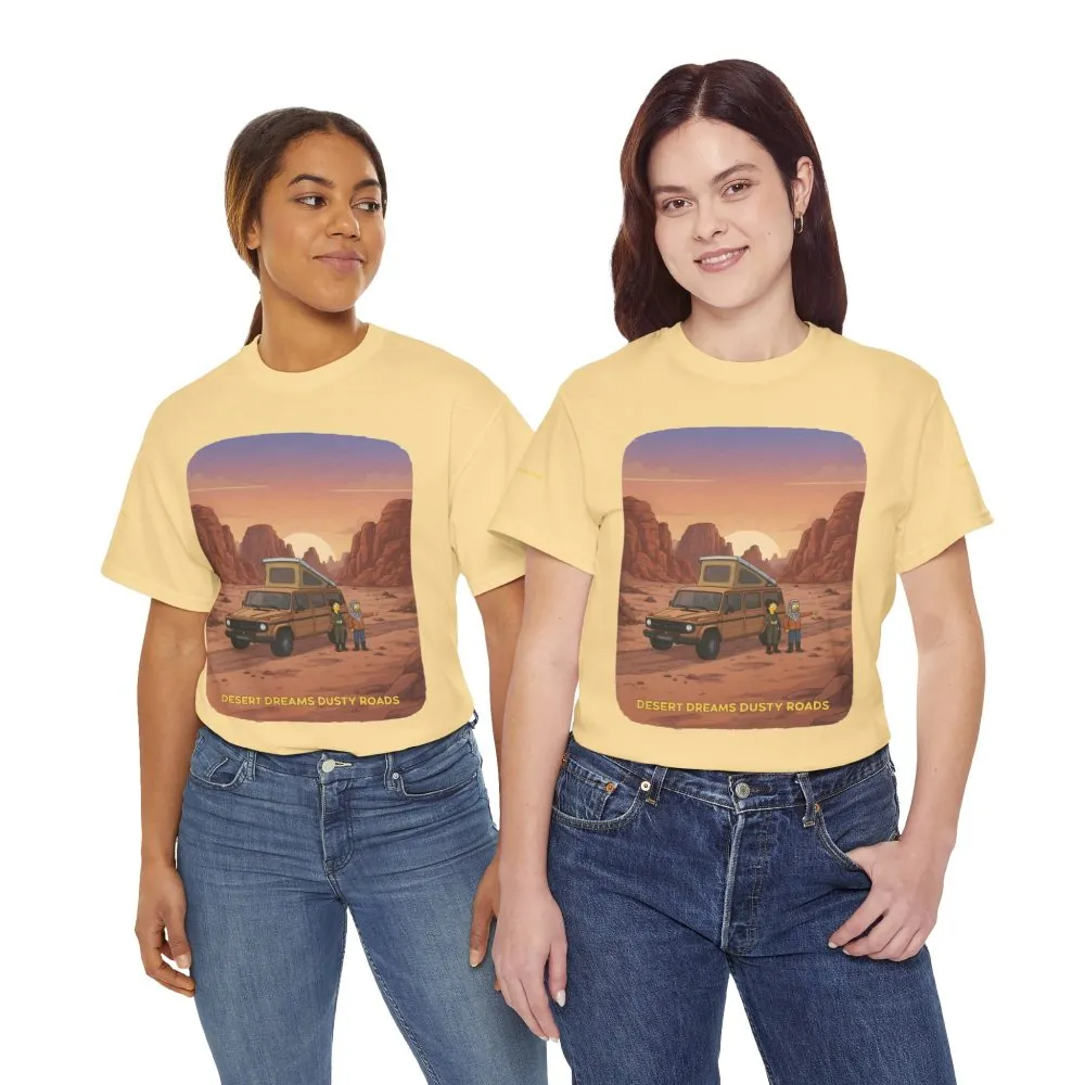 Unisex Heavy Cotton Tee — "Desert Dreams Dusty Roads" Design Sitcom-Line