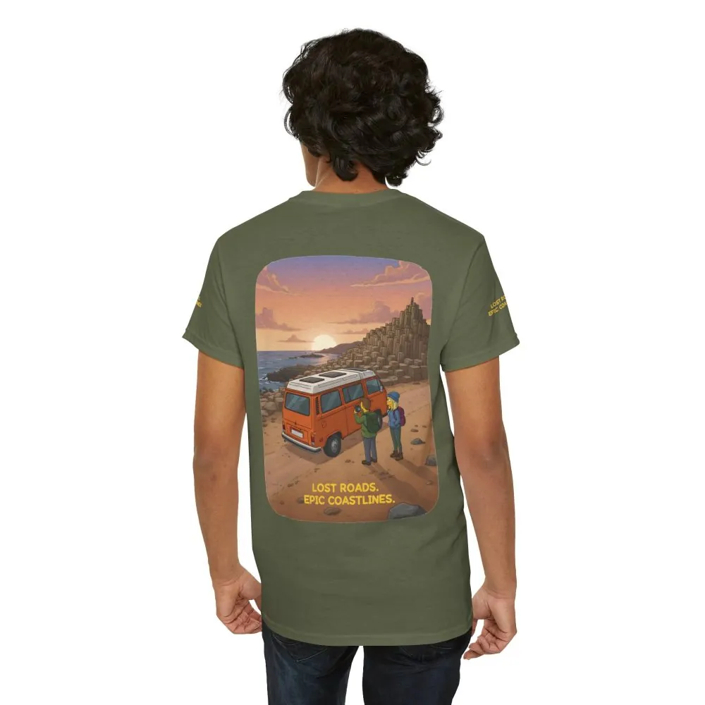 Unisex Heavy Cotton Tee — "Lost Roads Epic Coastlines" Design Sitcom-Line