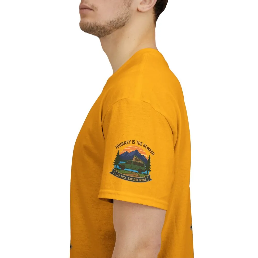 Unisex Heavy Cotton Tee  — "Journey Is The Reward Tee" Adventure Camper Van Graphic T-Shirt