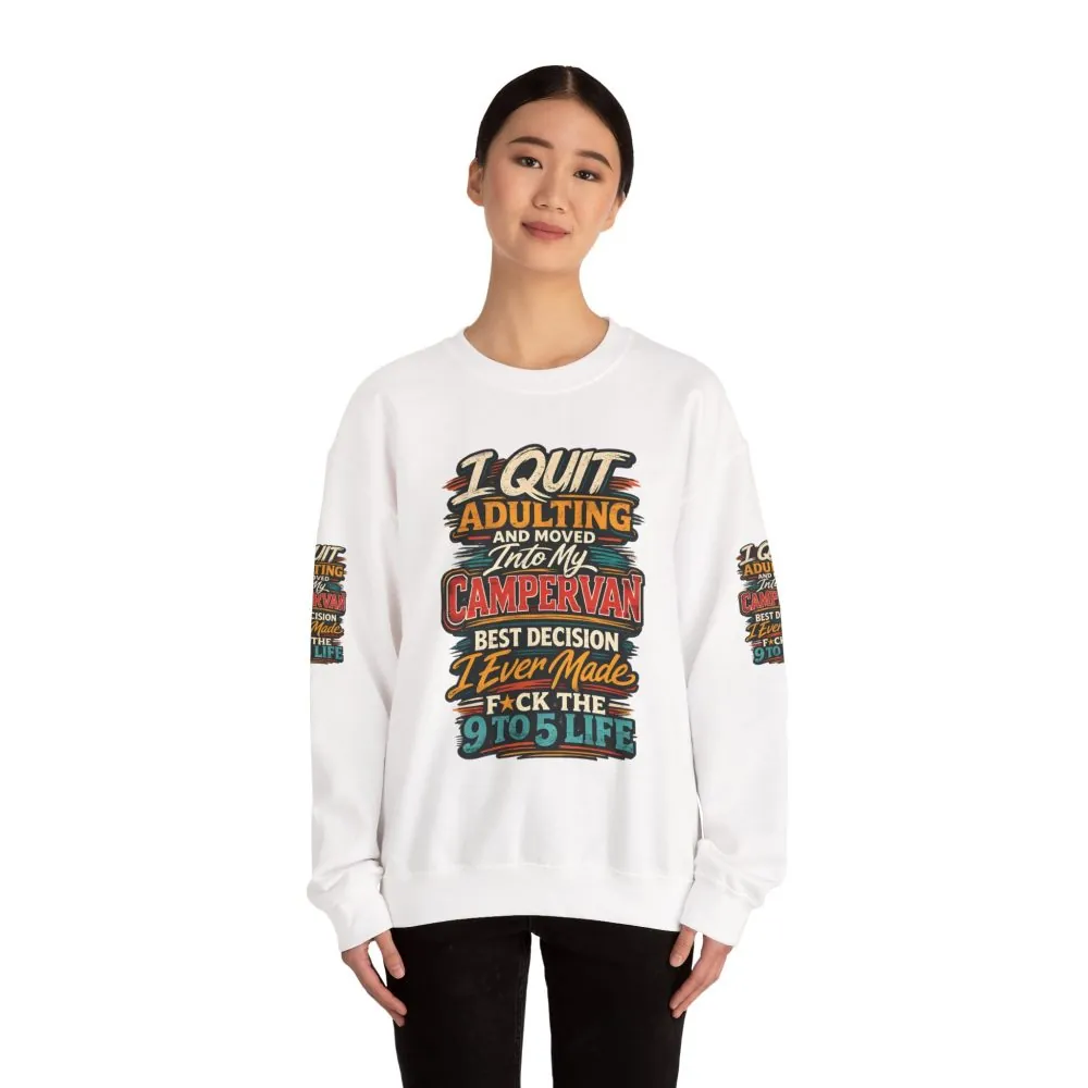 Unisex Heavy Blend™ Crewneck Sweatshirt — "I Quit Adulting" Design F**K-Line