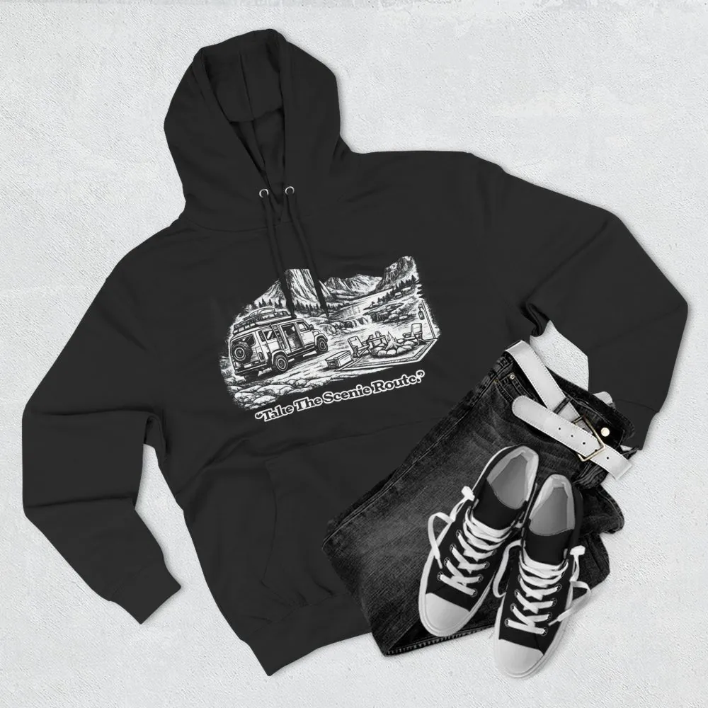 10481677712891216658_2048.jpeg Three-Panel Fleece Hoodie - "Take The Scenic Route" Design Minimal-Line