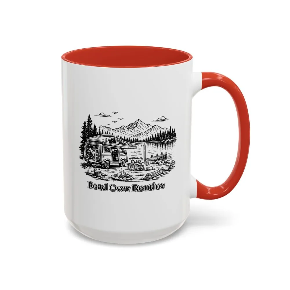10485790852187082385_2048.jpeg Accent Coffee Mug (11, 15oz) — "Road Over Routine" Design Minimal-Line