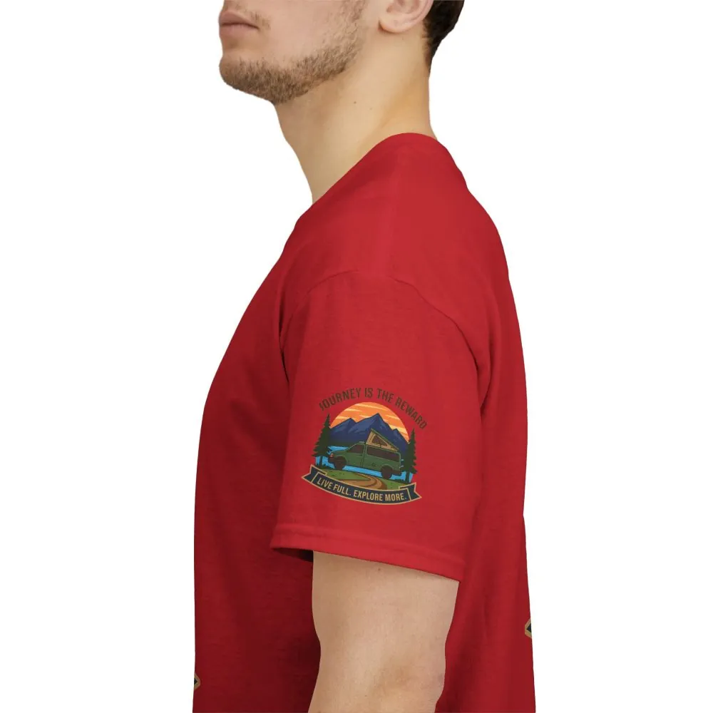 Unisex Heavy Cotton Tee  — "Journey Is The Reward Tee" Adventure Camper Van Graphic T-Shirt