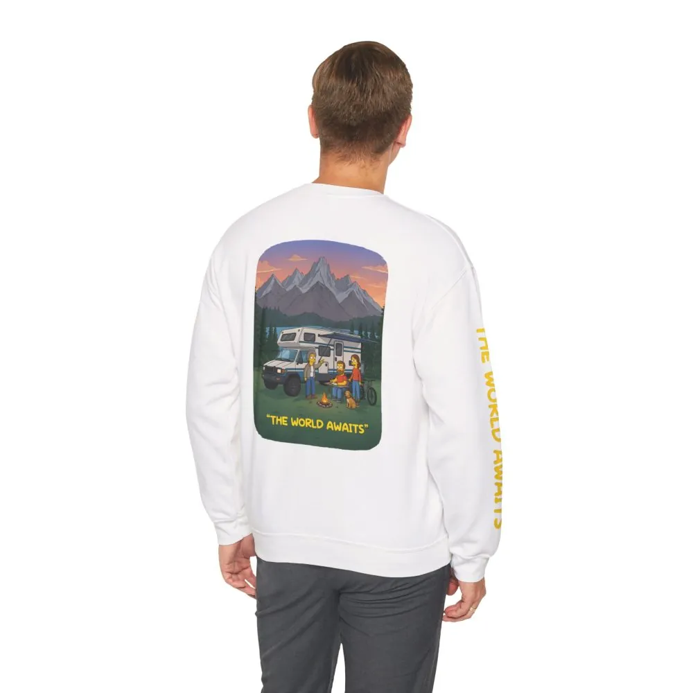 10501375144999819935_2048.jpeg Unisex Heavy Blend™ Crewneck Sweatshirt — "The World Awaits" Design Sitcom-Line