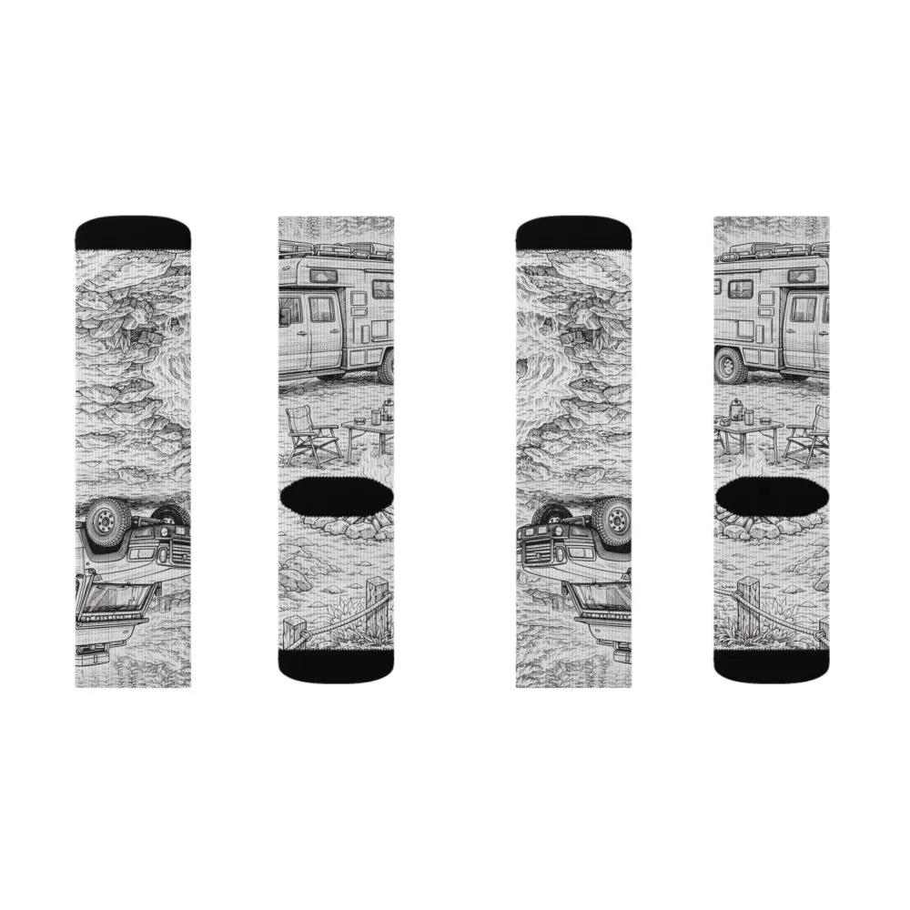 Sublimation Socks — Retro Camper Roadtrip Crew Socks