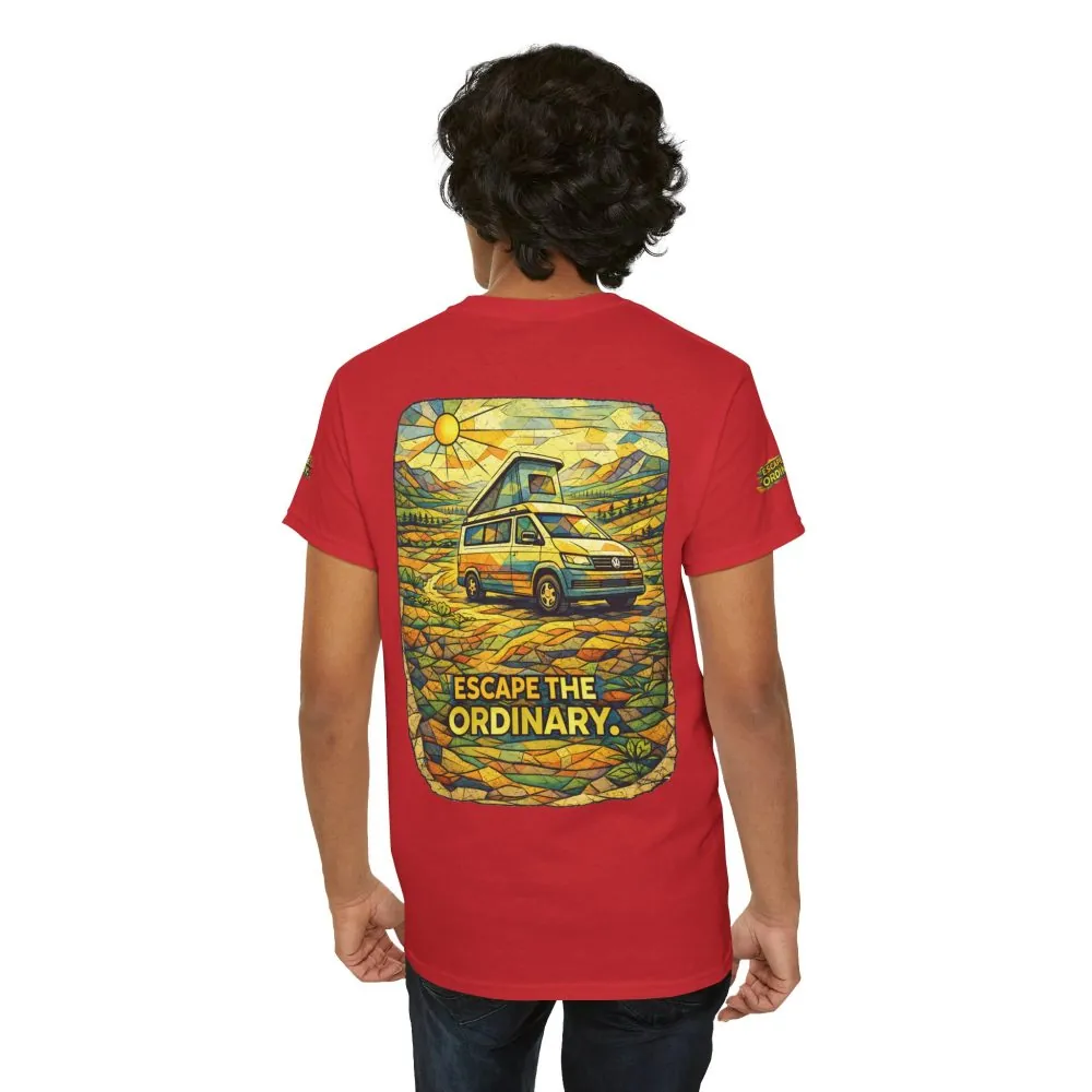 Unisex Heavy Cotton Tee — "Escape The Ordinary" Design Cubic-Line