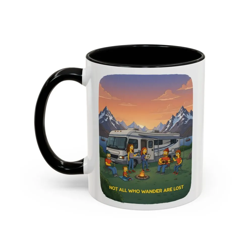 Accent Coffee Mug (11, 15oz) — "Not All Who Wander Are Lost" Design Sitcom-Line