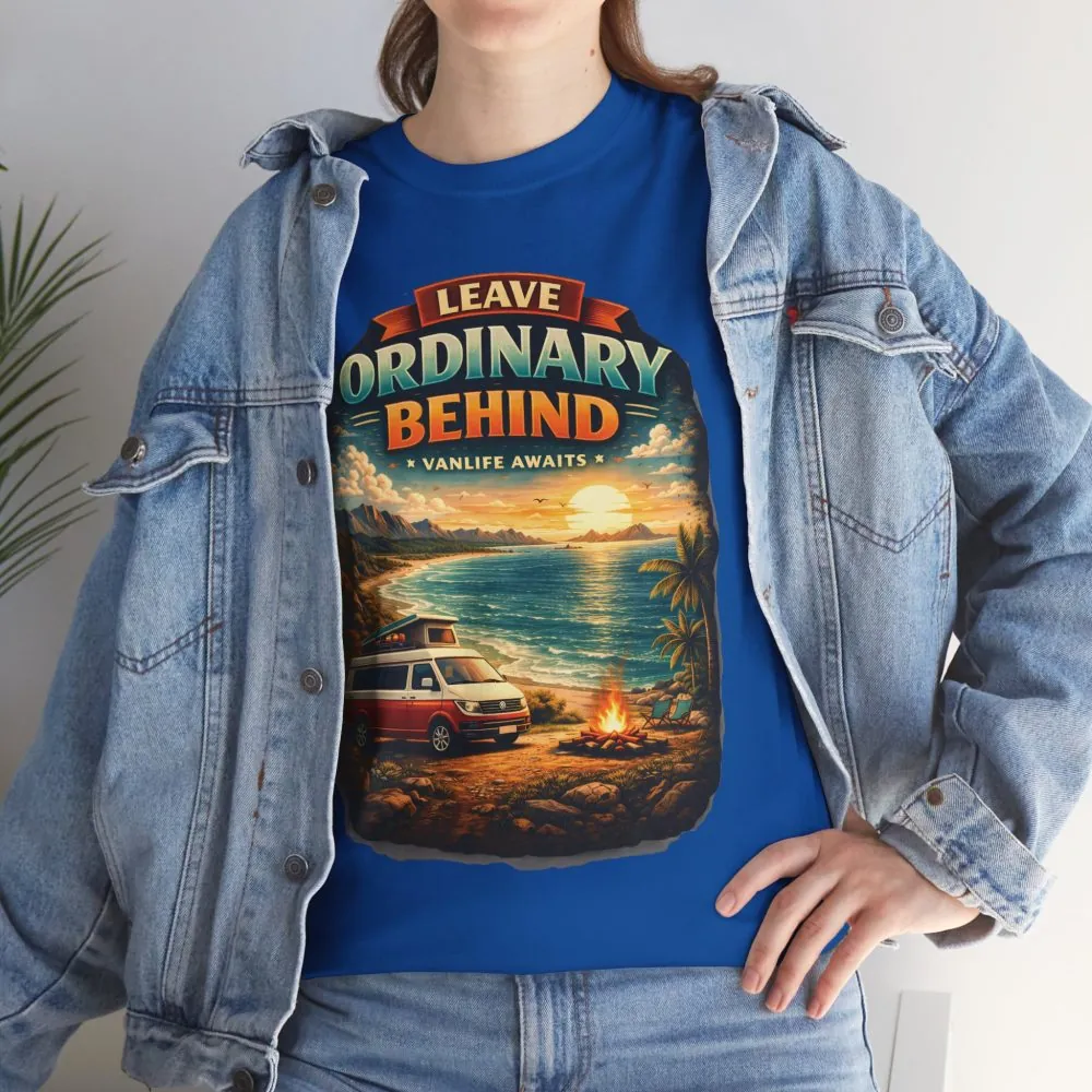 Unisex Heavy Cotton Tee — "Leave Ordinary Behind" Design Scenic-Line