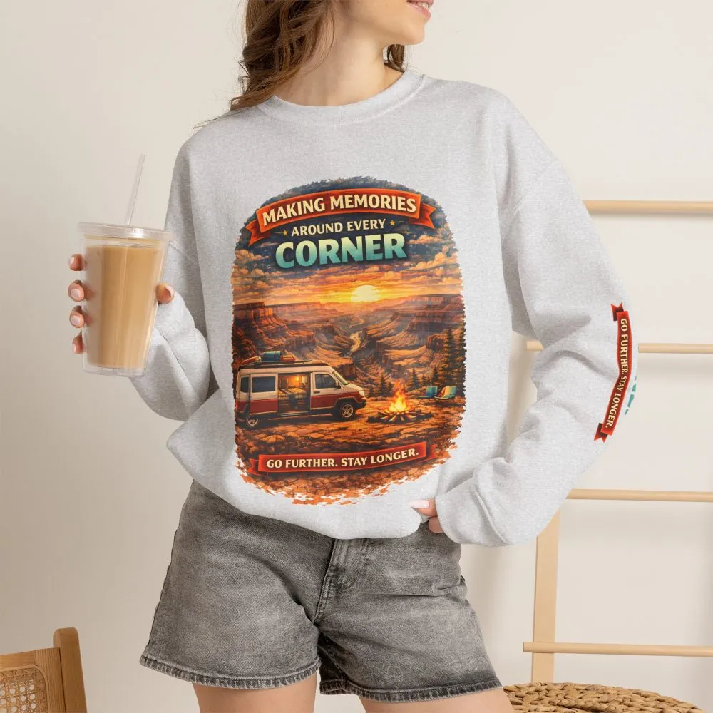 Unisex Heavy Blend™ Crewneck Sweatshirt — "Making Memories Around Every Corner" Design Scenic-Line