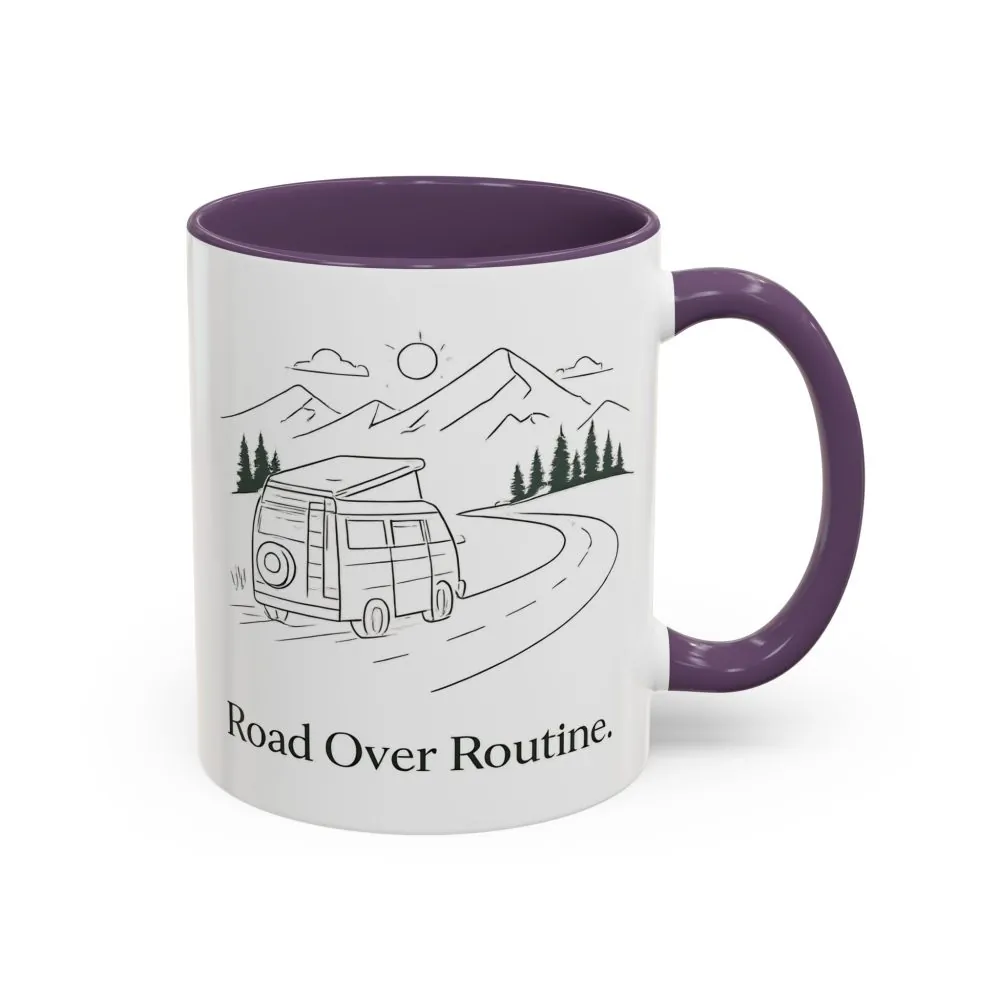 10527132387878682177_2048.jpeg Accent Coffee Mug (11, 15oz) — "Road Over Routine" Design Minimal-Line