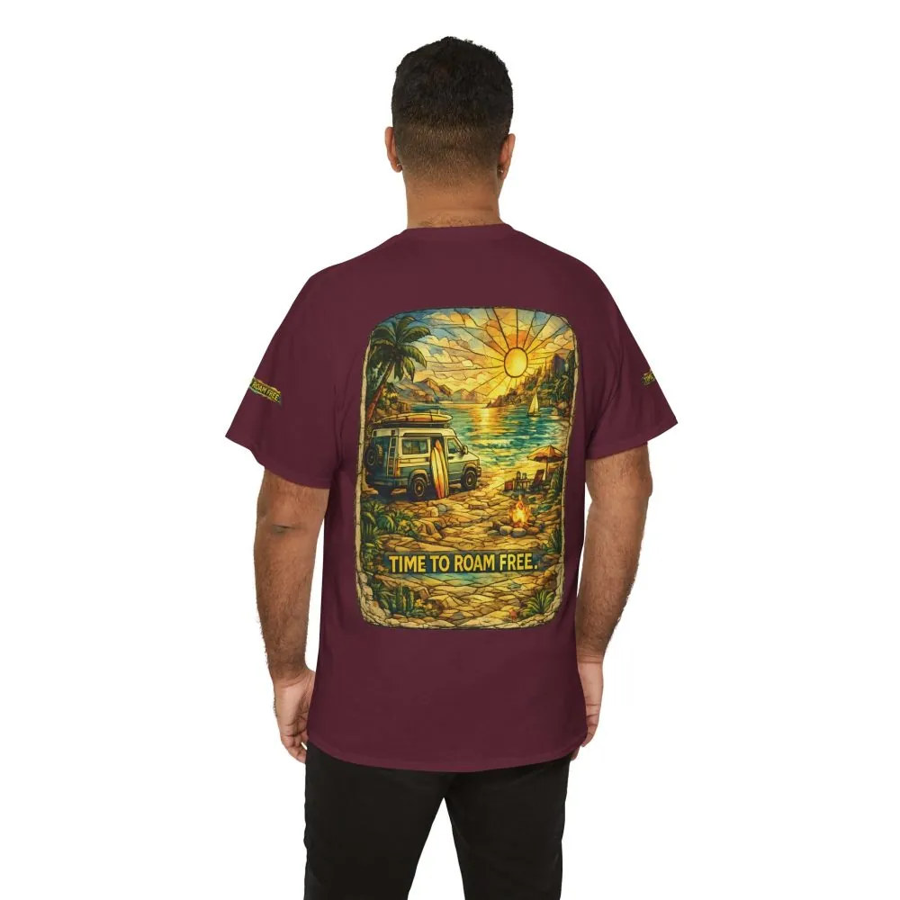 10528324517216540979_2048.jpeg Unisex Heavy Cotton Tee — "Time To Roam Free" Design Cubic-Line