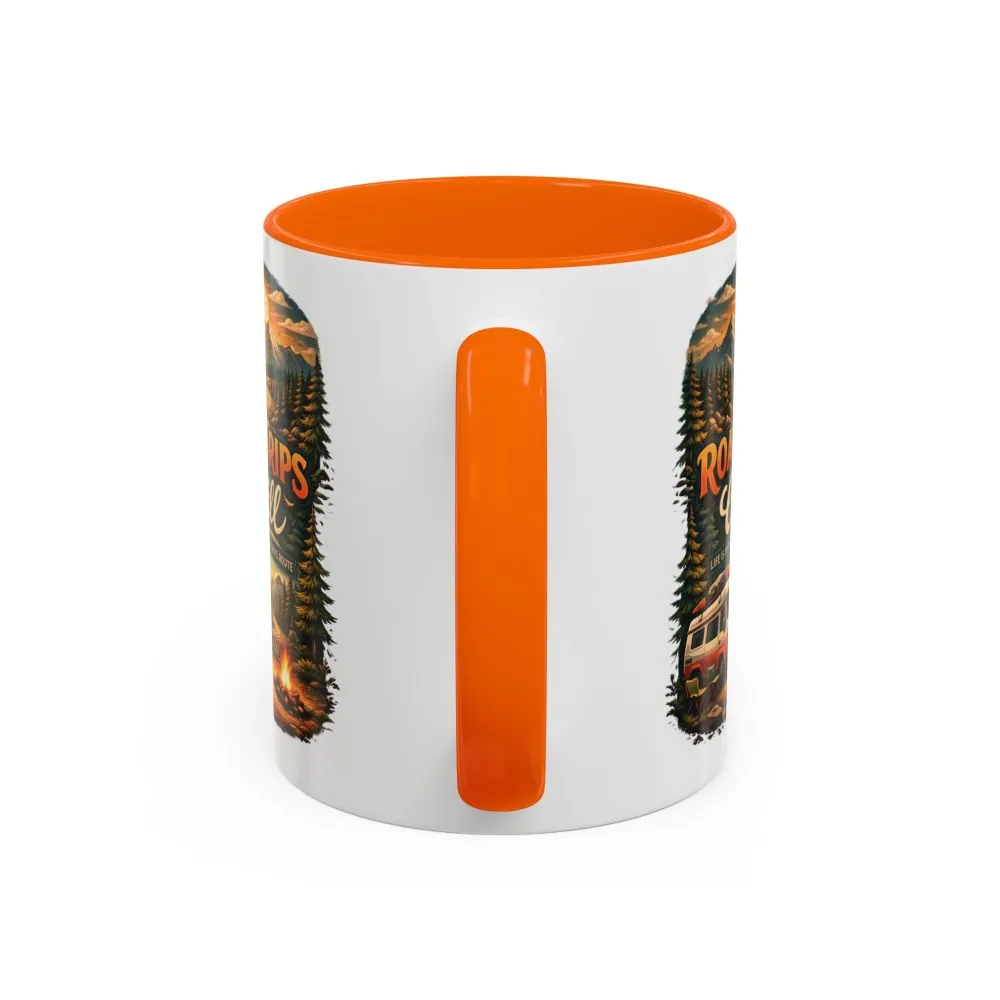 Accent Coffee Mug (11, 15oz) — "Road Trips & Chill" Design Scenic-Line
