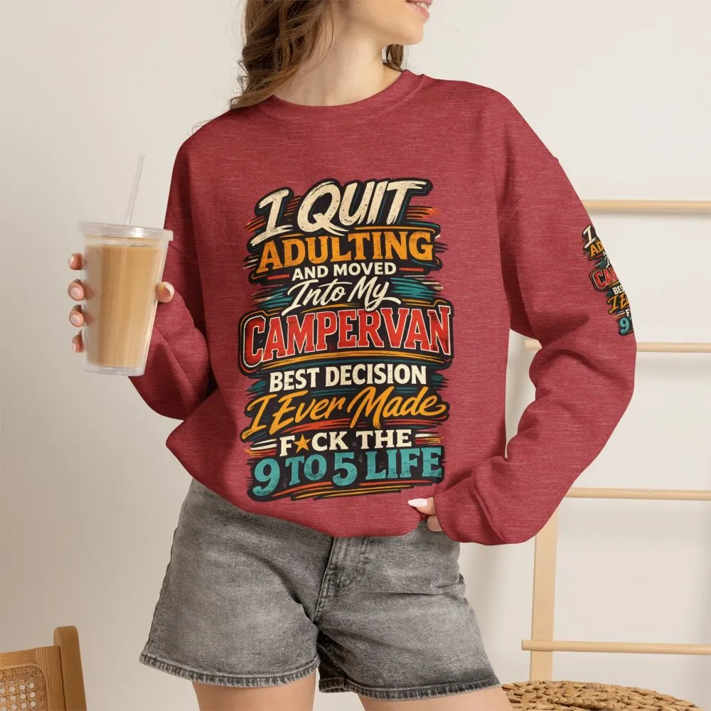 Unisex Heavy Blend™ Crewneck Sweatshirt — "I Quit Adulting" Design F**K-Line