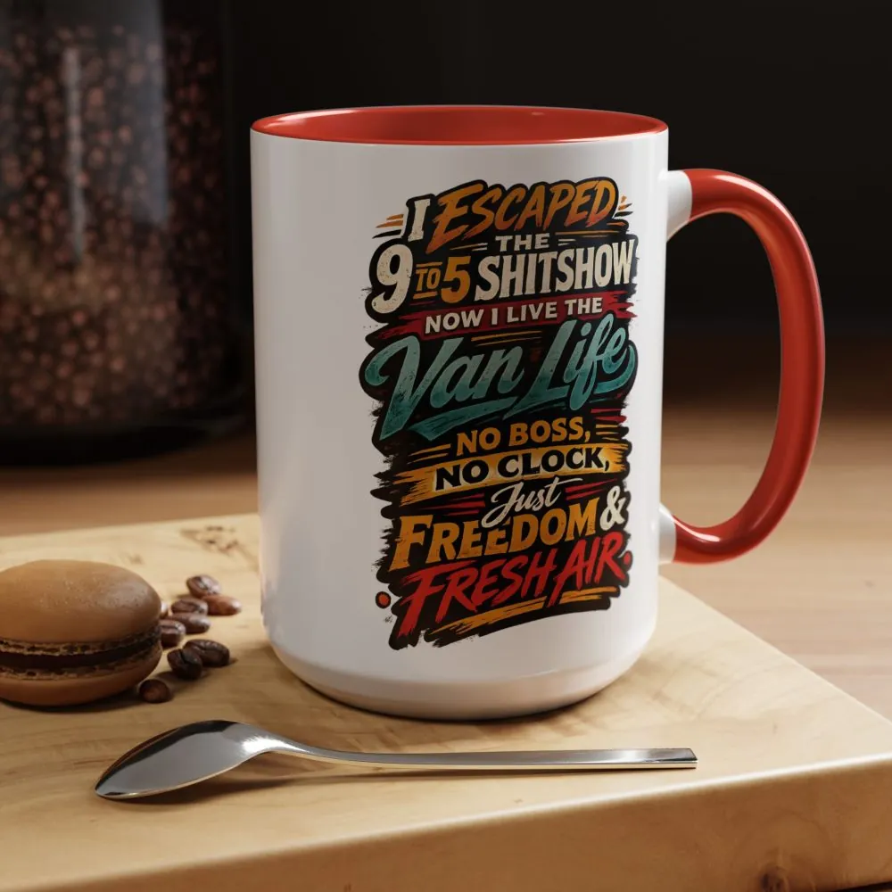 10571433977180755816_2048.jpeg Accent Coffee Mug (11, 15oz) — "I Escaped The 9 To 5" Design F**K-Line