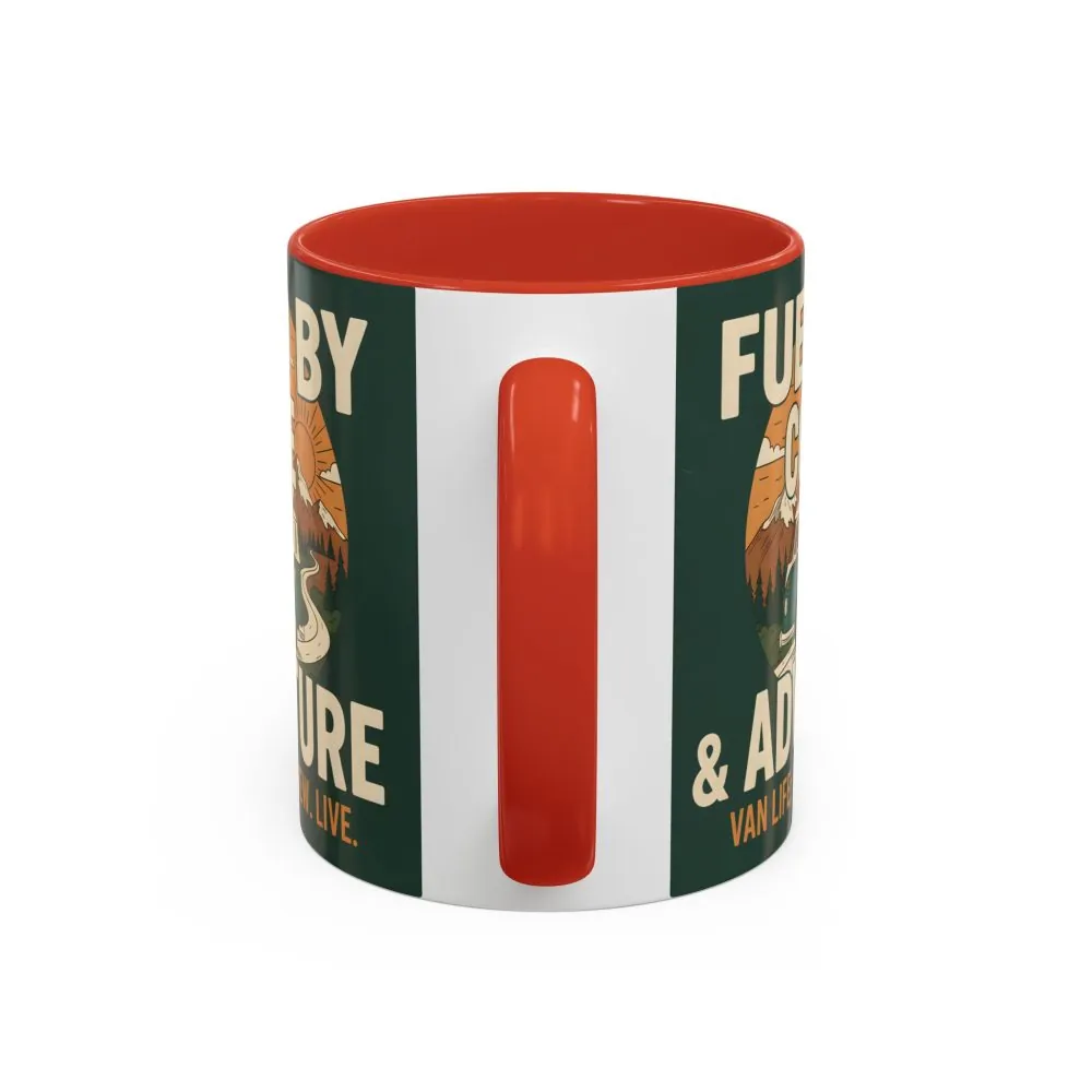 Accent Coffee Mug (11, 15oz) — "Fueled by Coffee & Adventure"