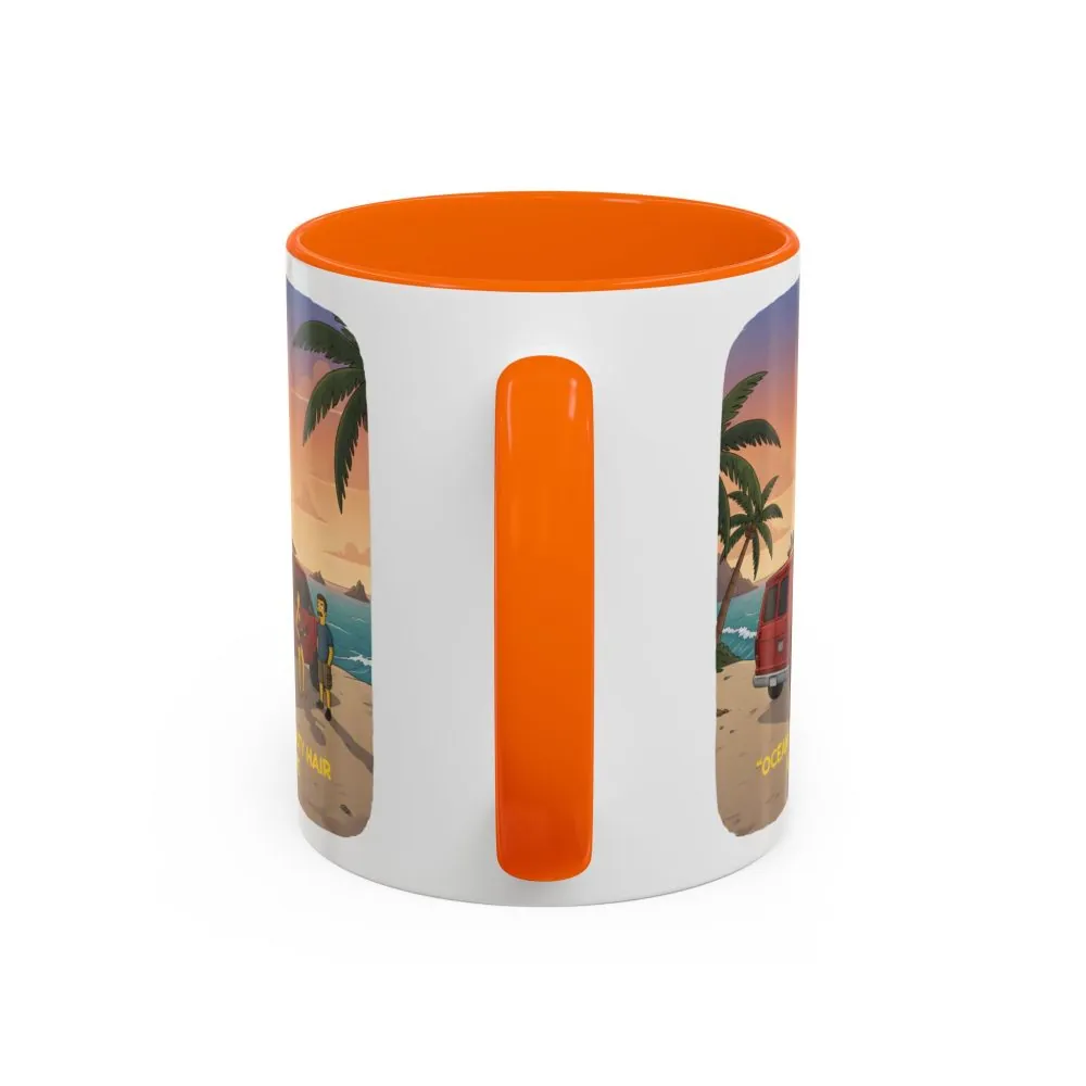 Accent Coffee Mug (11, 15oz) — "Ocean Air Salty Hair Van Life" Design Sitcom-Line