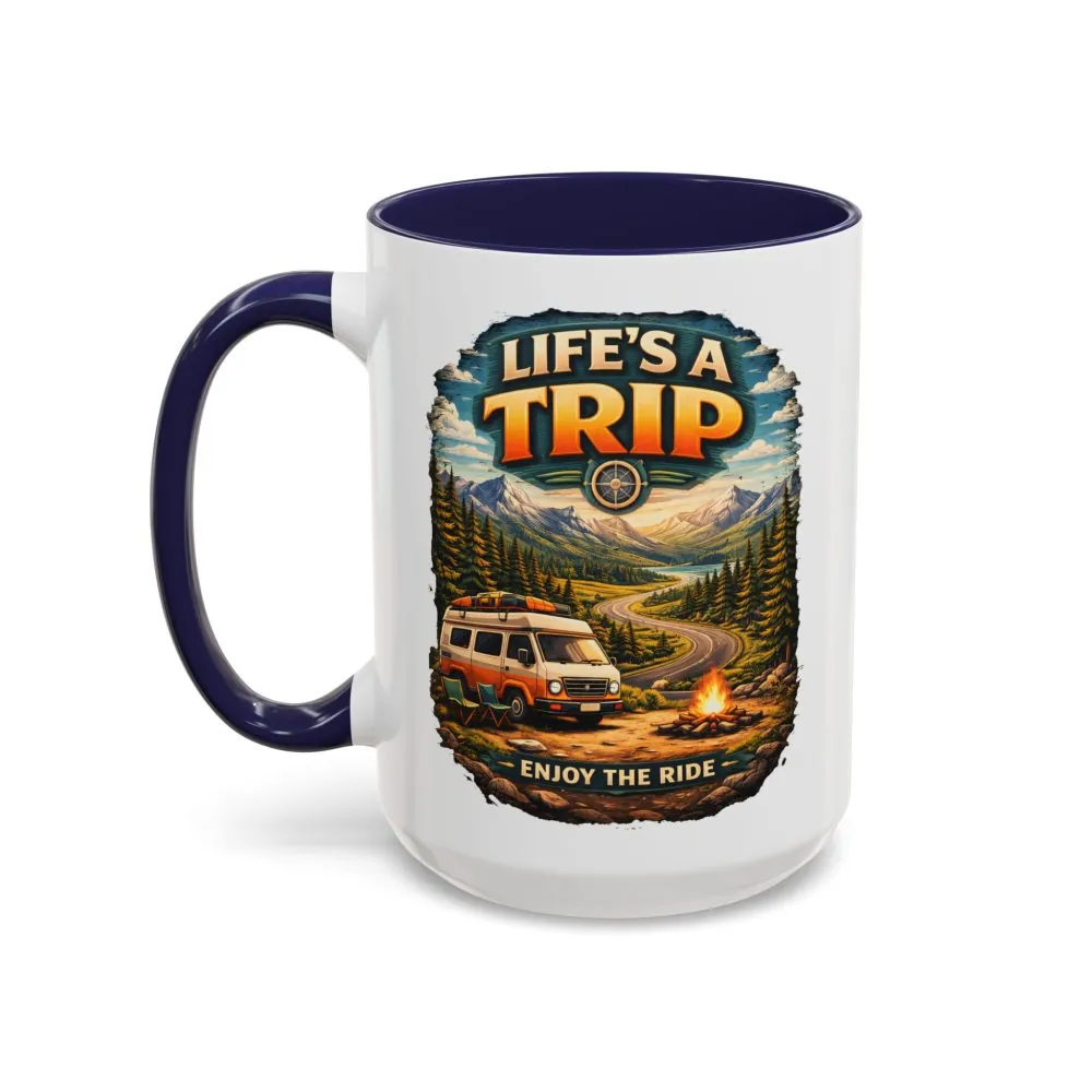 Accent Coffee Mug (11, 15oz) — "Life s A Trip" Design Scenic-Line