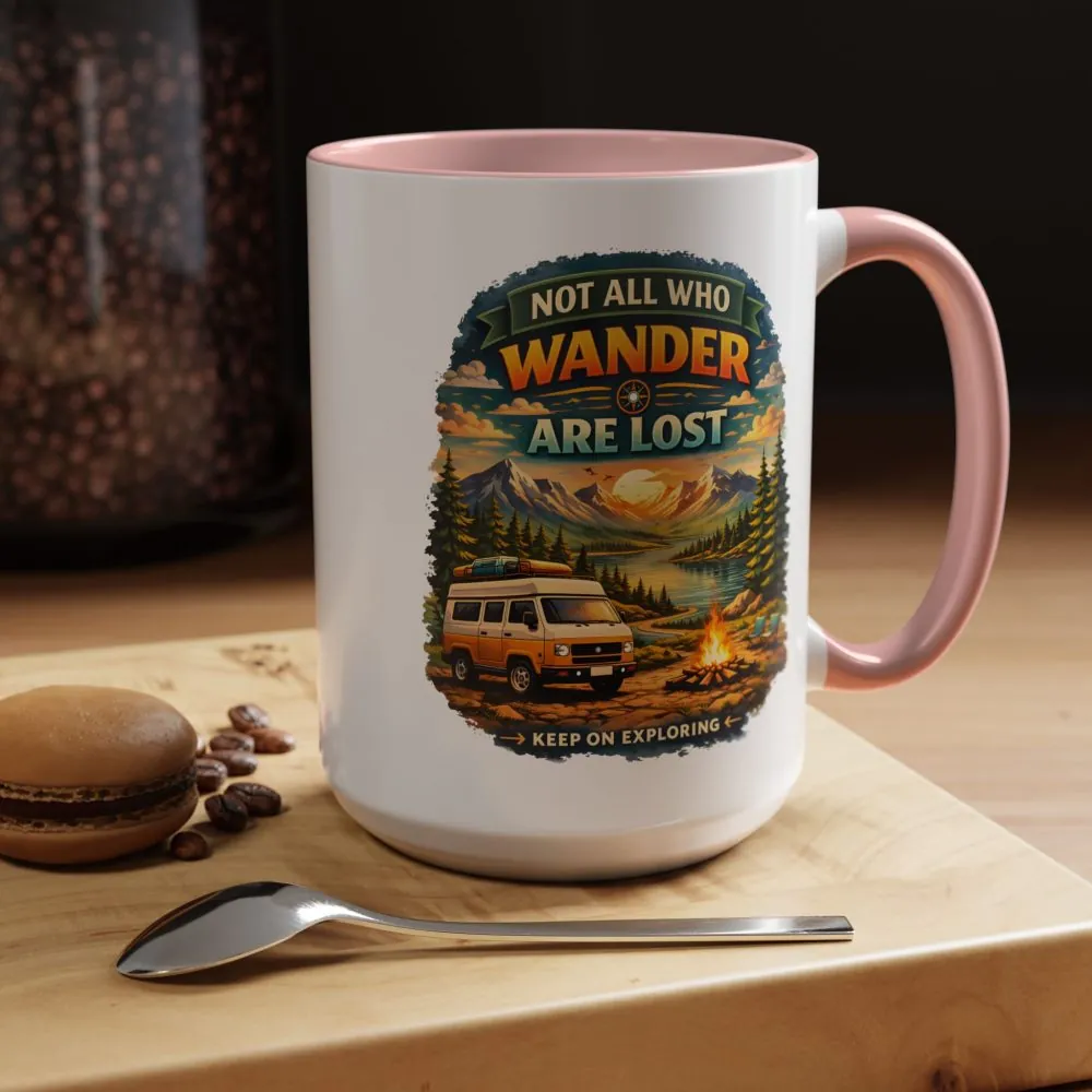Accent Coffee Mug (11, 15oz) — "Not All Who Wander Are Lost" Design Scenic-Line