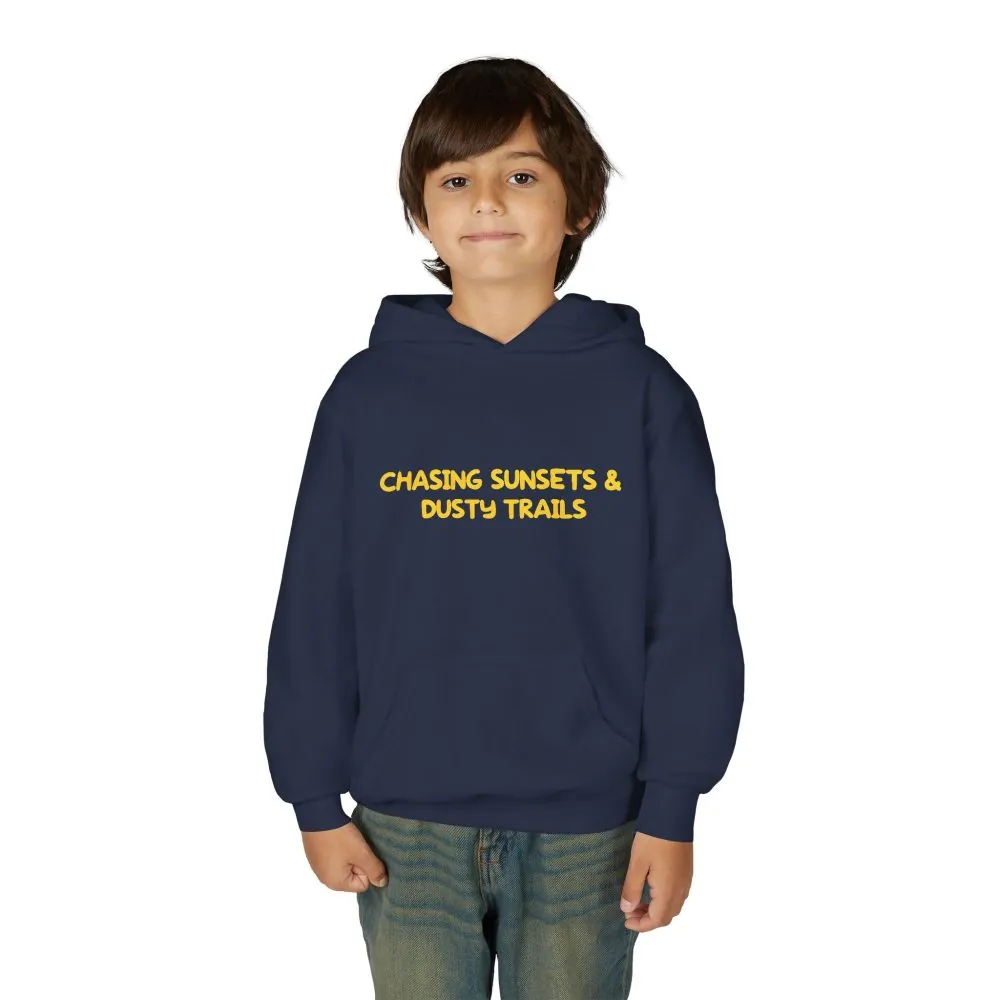 Youth Hoodie(Gildan) – "Chasing Sunsets And Dusty Trails" (Design Sitcom-Line)