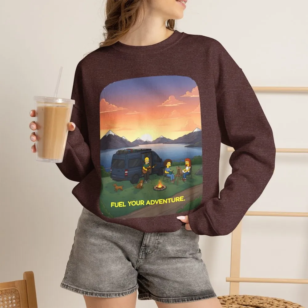 Unisex Heavy Blend™ Crewneck Sweatshirt — "Fuel Your Adventure" Design Sitcom-Line