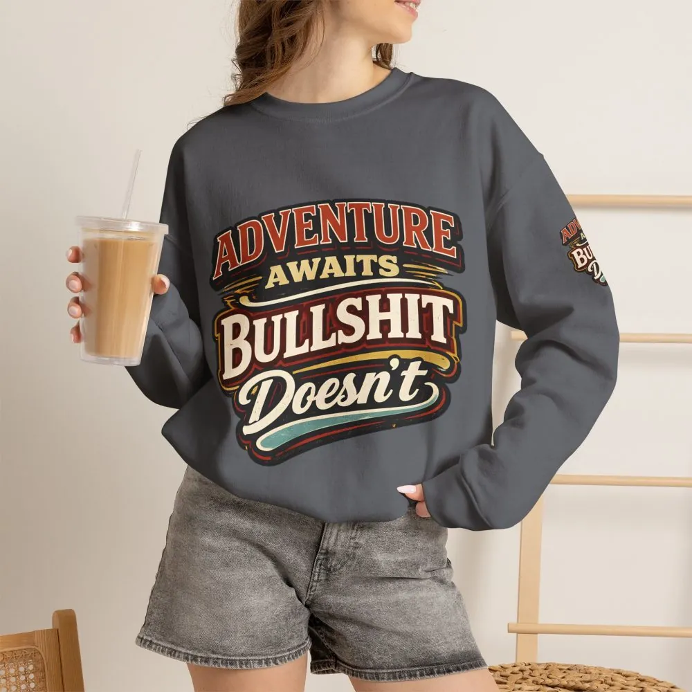Unisex Heavy Blend™ Crewneck Sweatshirt — "Adventure Awaits" Design F**K-Line