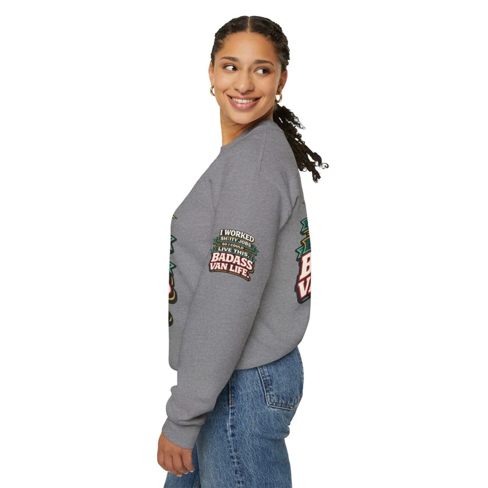 Unisex Heavy Blend™ Crewneck Sweatshirt — "I Worked Shitty Jobs" Design F**K-Line