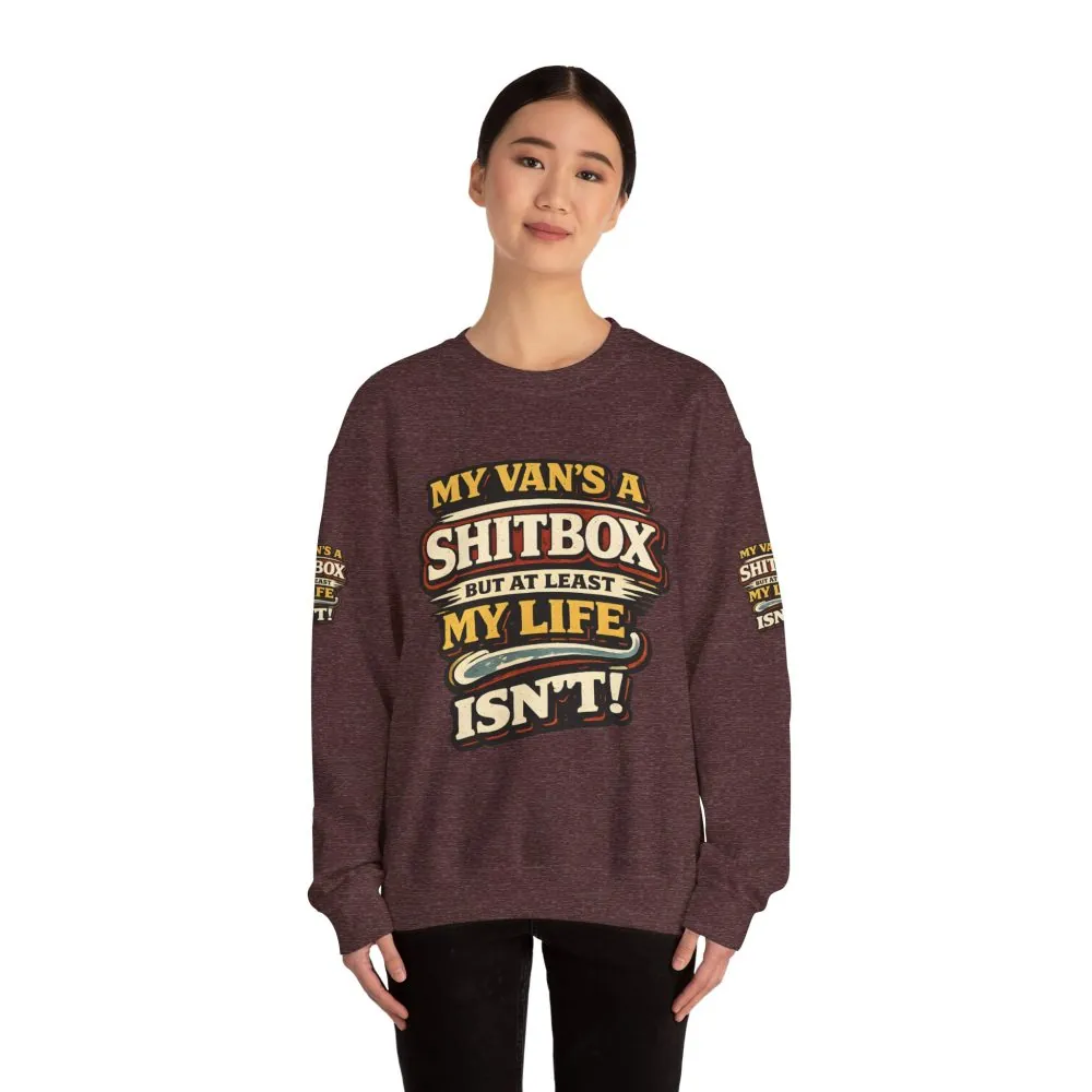 Unisex Heavy Blend™ Crewneck Sweatshirt — "My Van`s A Shitbox" Design F**K-Line