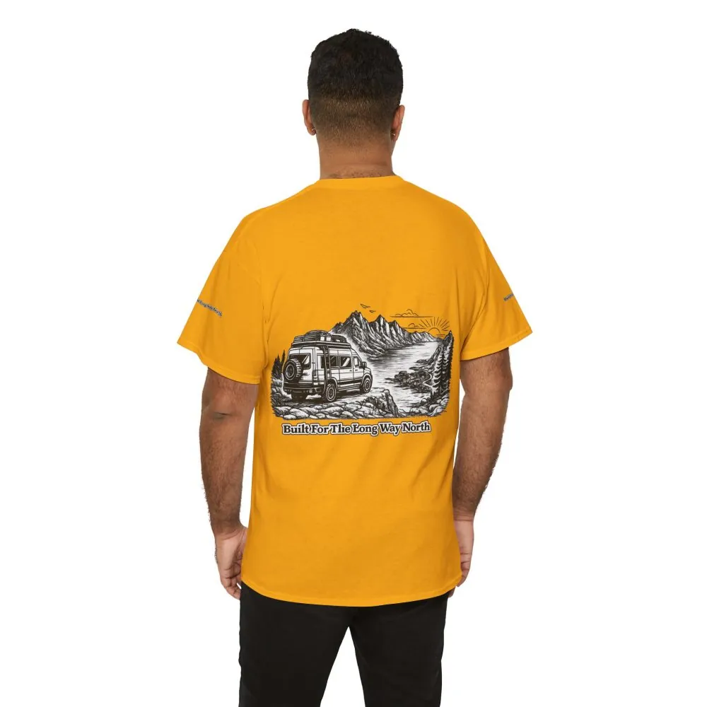 Unisex Heavy Cotton Tee — "Built For The Long Way North" Design Minimal-Line