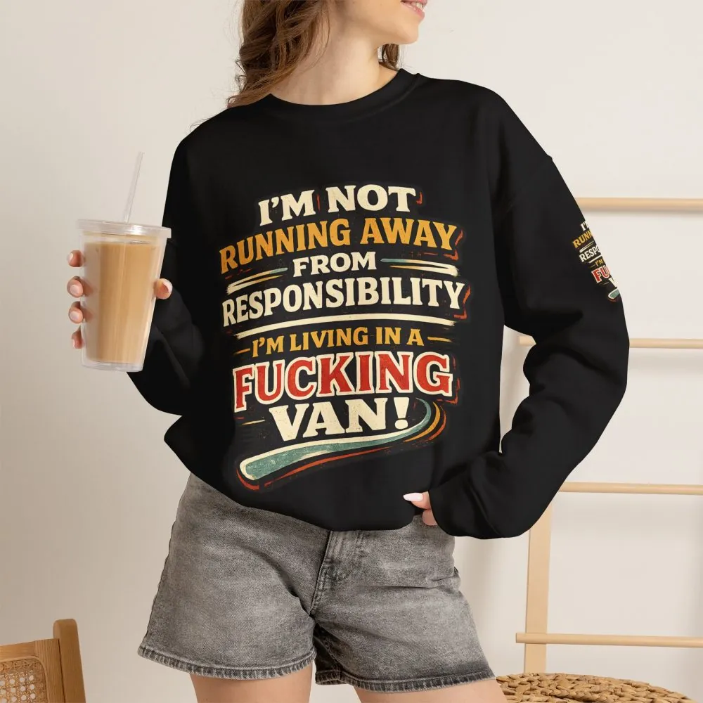 Unisex Heavy Blend™ Crewneck Sweatshirt — "I`m Not running Away" Design F**K-Line
