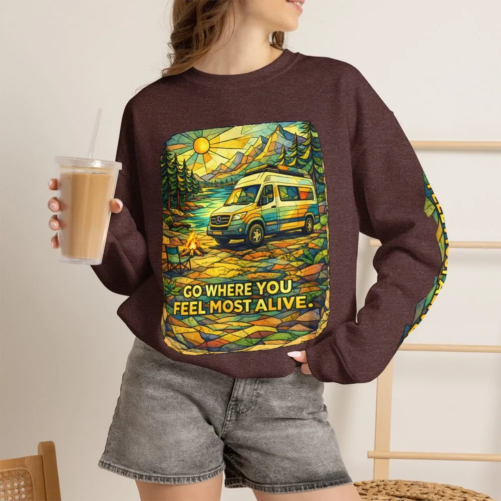 10666193814565792900_2048.jpeg Unisex Heavy Blend™ Crewneck Sweatshirt — "Go Where You Feel Most Alive" Design Cubic-Line