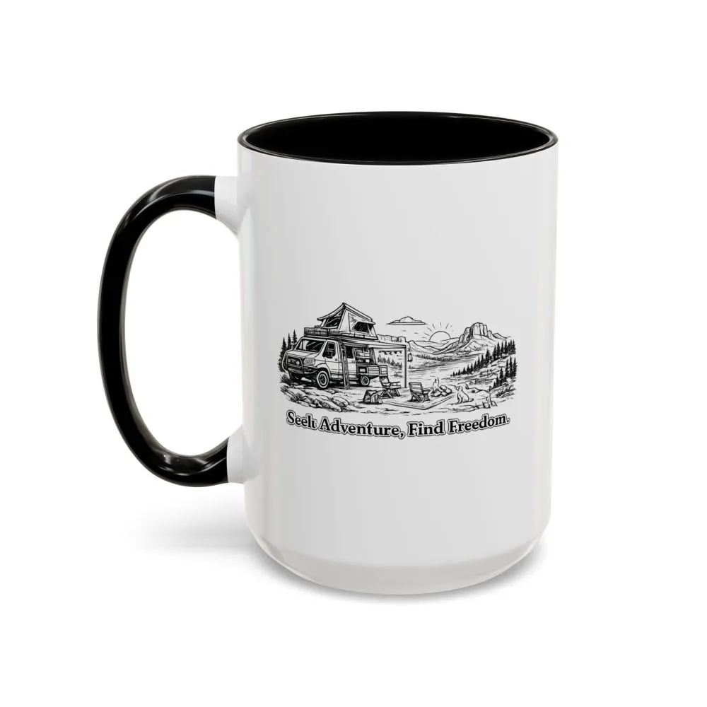10676614680263110831_2048.jpeg Accent Coffee Mug (11, 15oz) — "Seek Adventure, Find Freedom" Design Minimal-Line