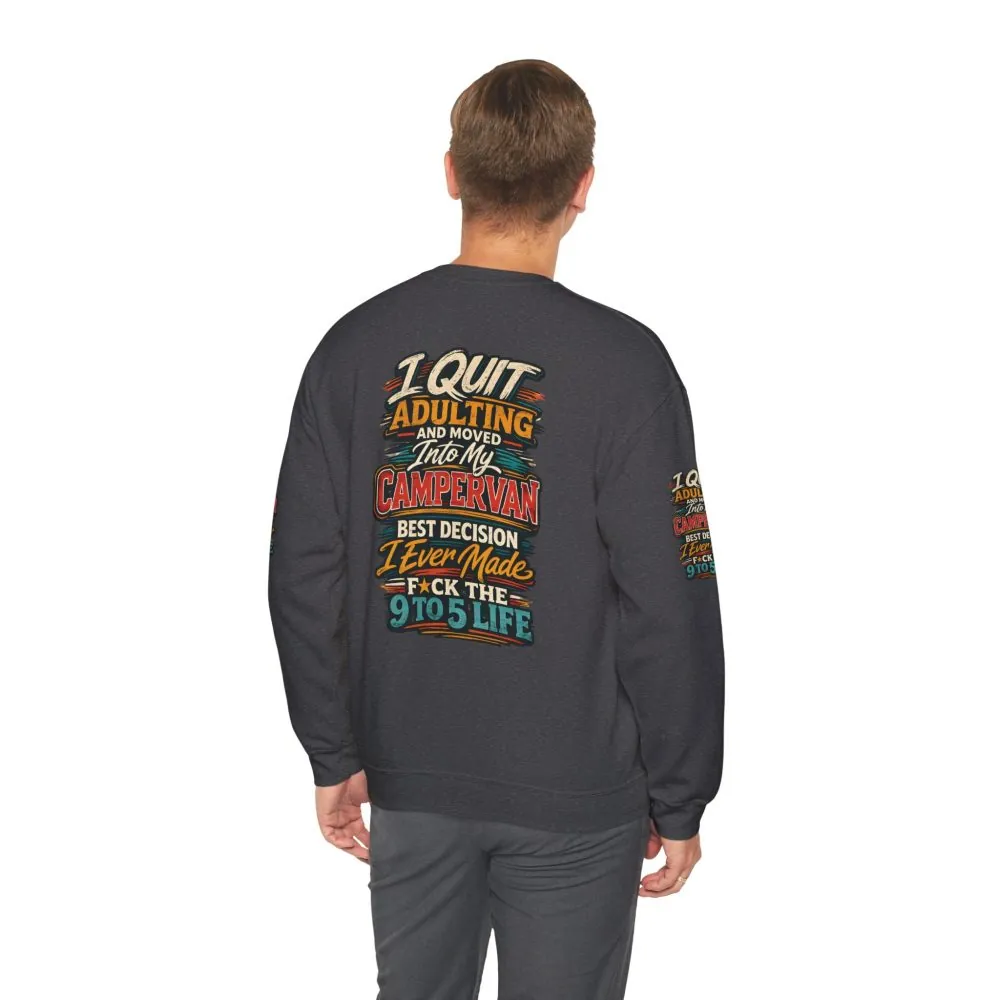 Unisex Heavy Blend™ Crewneck Sweatshirt — "I Quit Adulting" Design F**K-Line