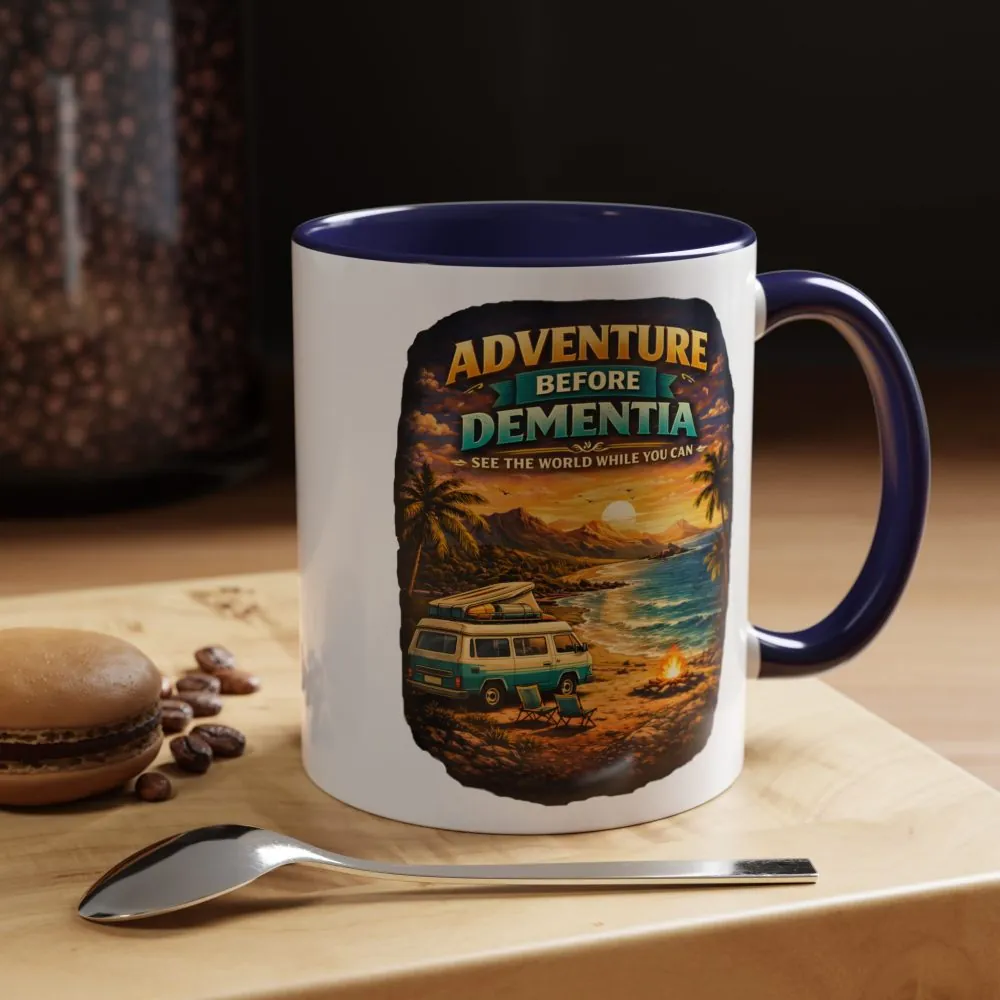 Accent Coffee Mug (11, 15oz) — "Adventure Before Dementia" Design Scenic-Line