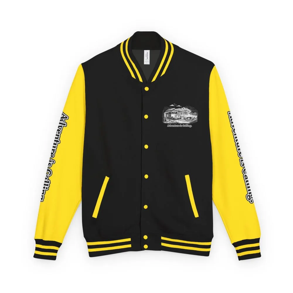 Unisex Heavyweight Letterman Jacket — "Adventure Is Calling" Travel Varsity Coat