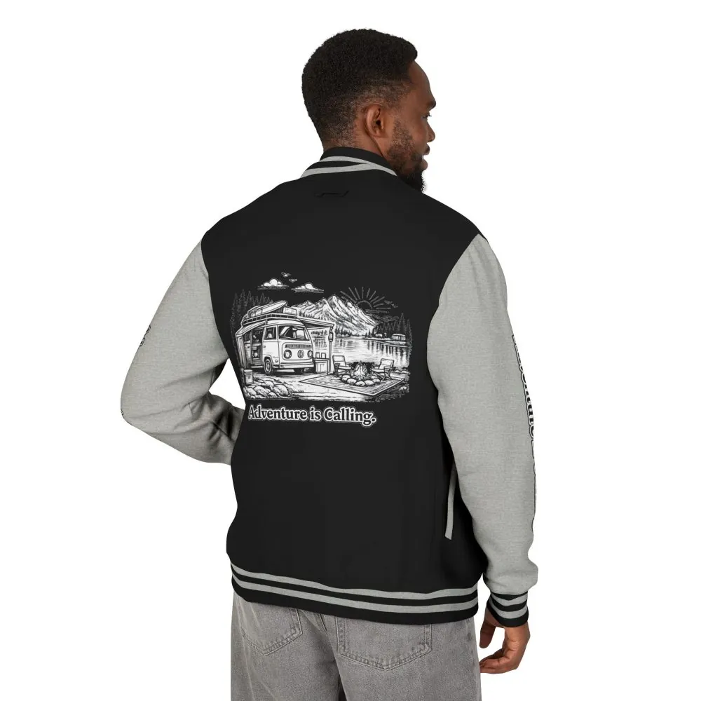 Unisex Heavyweight Letterman Jacket — "Adventure Is Calling" Travel Varsity Coat