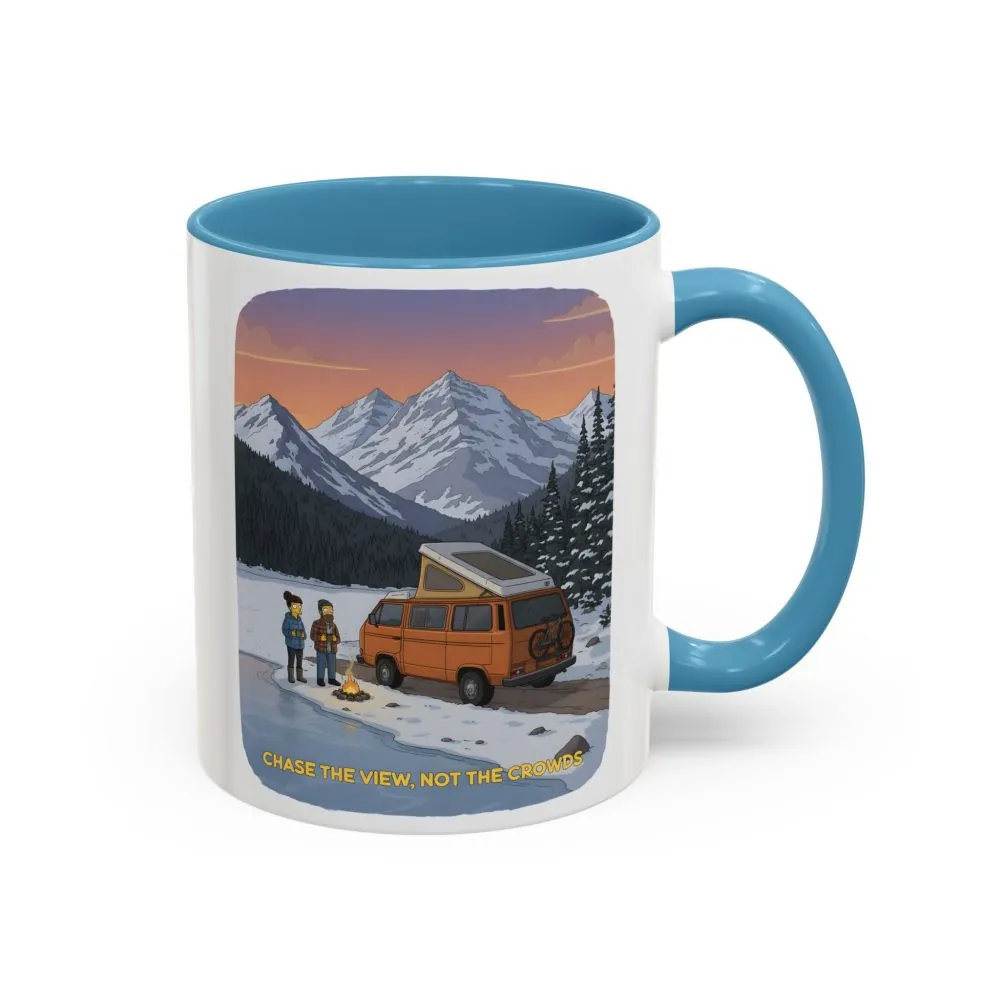 Accent Coffee Mug (11, 15oz) — "Chase The Views-Not The Crowds"" Design Sitcom-Line