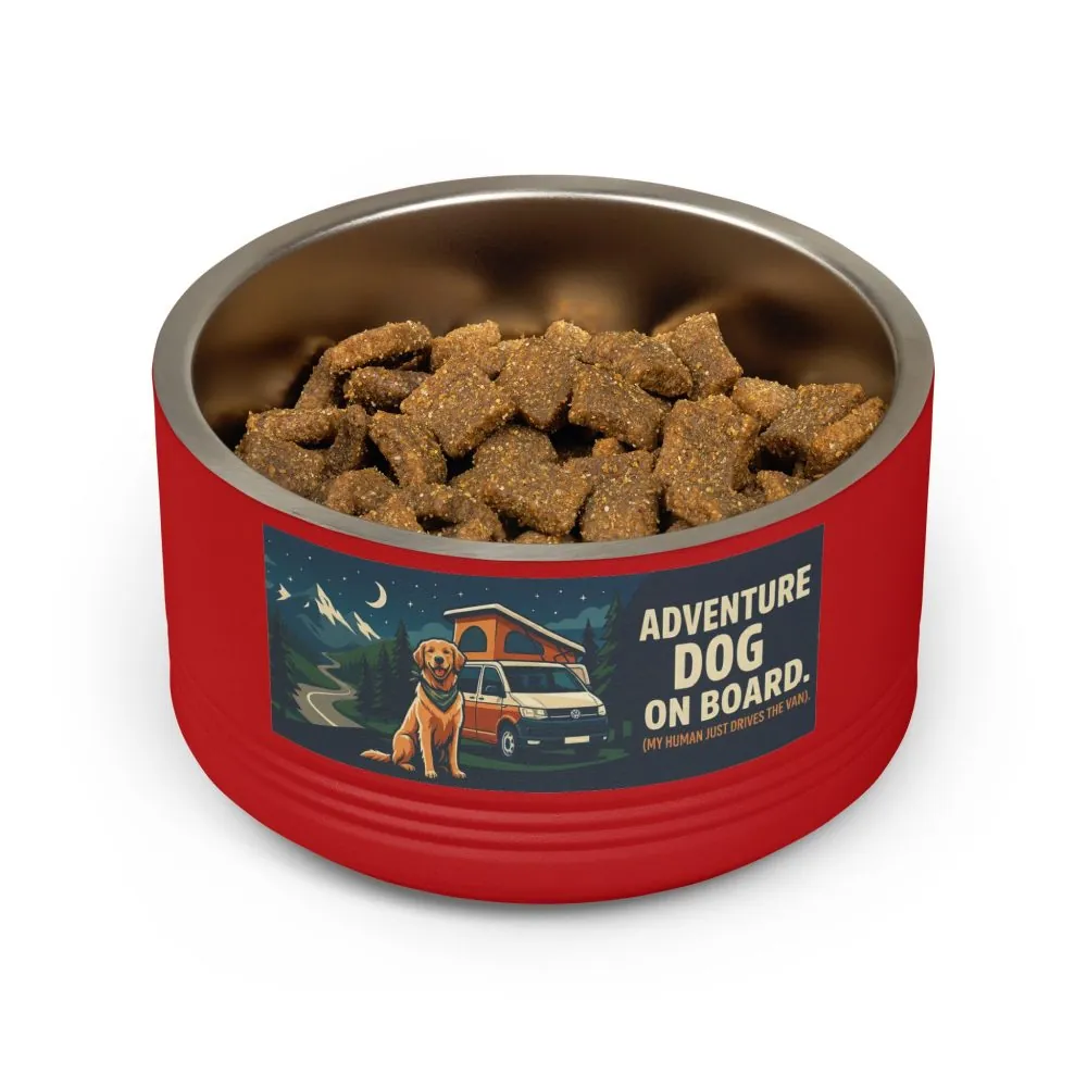 Pet Bowl — "Adventure Dog On Board " 18oz Camper & Hiking Dog Travel Bowl