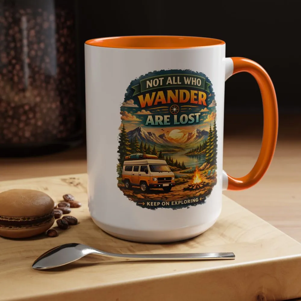 Accent Coffee Mug (11, 15oz) — "Not All Who Wander Are Lost" Design Scenic-Line