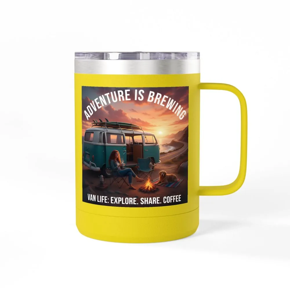10721577204215475073_2048.jpeg Coffee Mug Tumbler, 15oz-- "Adventure Is Brewing"