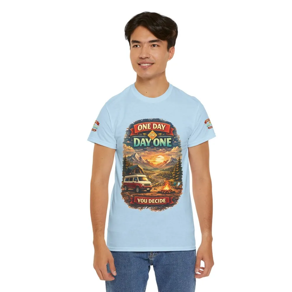 10737135438482736133_2048.jpeg Unisex Heavy Cotton Tee — "One Day Or Day One" Design Scenic-Line