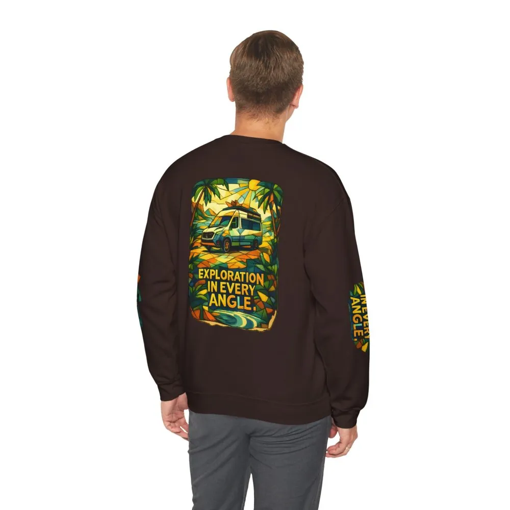 Unisex Heavy Blend™ Crewneck Sweatshirt — "Exploration In Every Angle" Design Cubic-Line