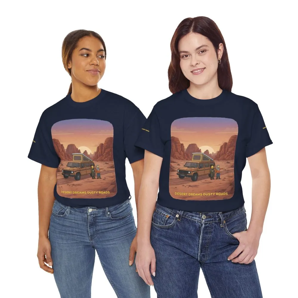 Unisex Heavy Cotton Tee — "Desert Dreams Dusty Roads" Design Sitcom-Line