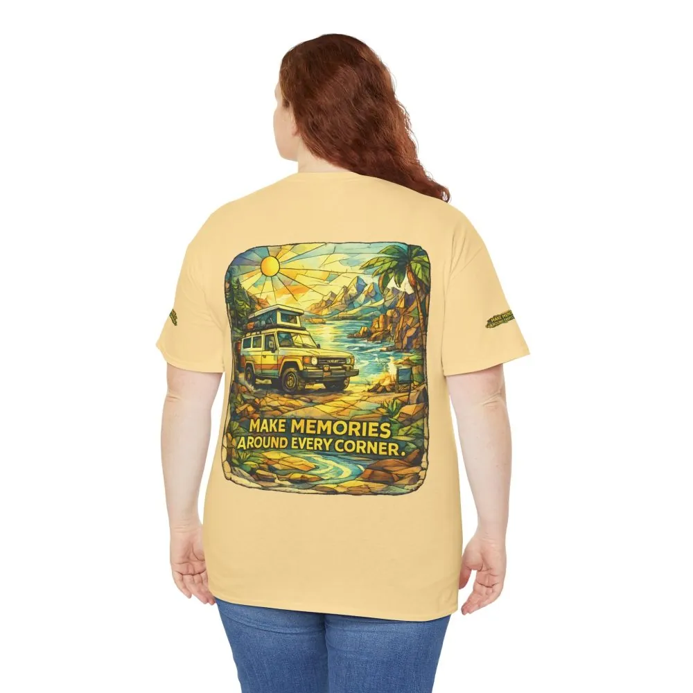 Unisex Heavy Cotton Tee — "Make Memories Around Every Corner" Design Cubic-Line