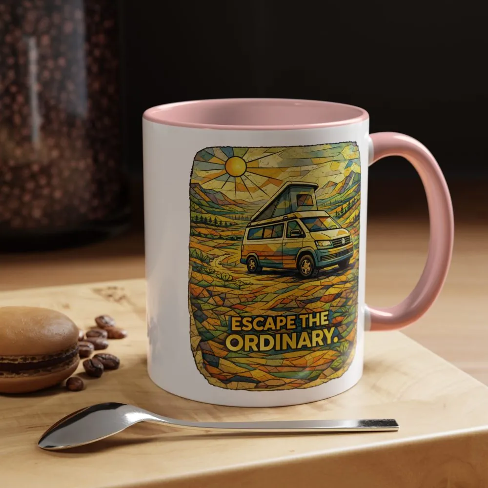 Accent Coffee Mug (11, 15oz) — "Escape The Ordinary" Design Cubic-Line