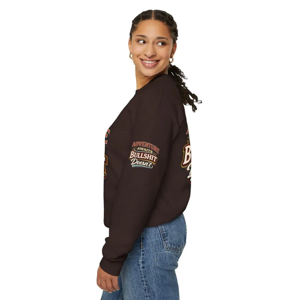 Unisex Heavy Blend™ Crewneck Sweatshirt — "Adventure Awaits" Design F**K-Line