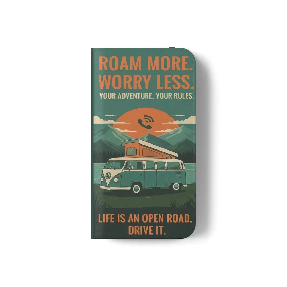10766194188312275351_2048.jpeg Flip Phone Case — "Roam More Worry Less - Life Is An Open Road" Phone Wallet
