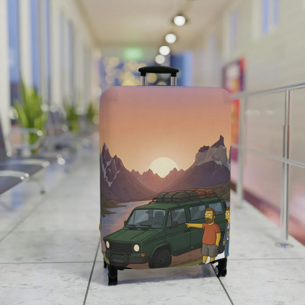 Luggage Cover — Adventure Camper Sketch Travel Suitcase(Design Sitcom-Line)