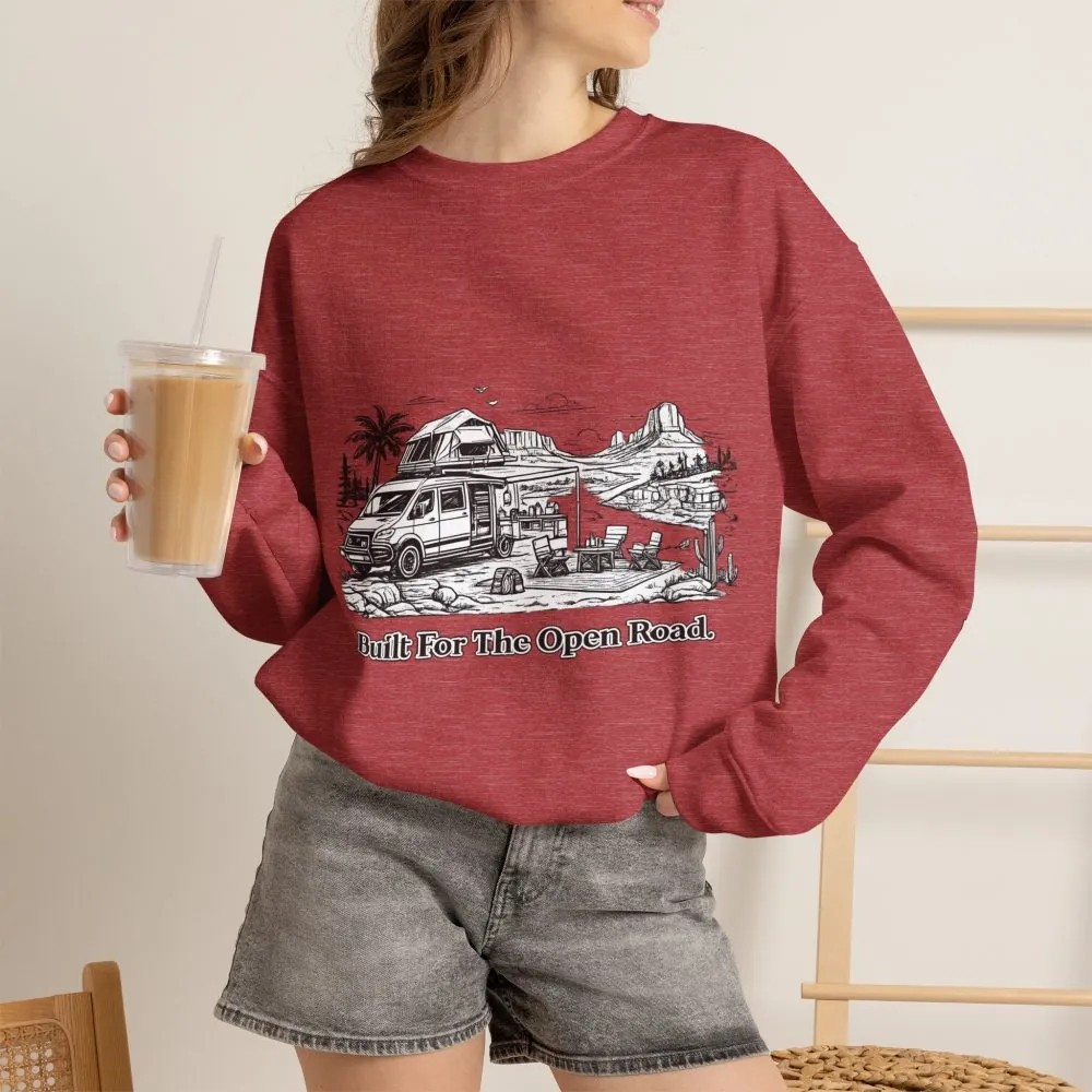 1077360168663504649_2048.jpeg Unisex Heavy Blend™ Crewneck Sweatshirt — "Built For The Open Road" Design Minimal-Line